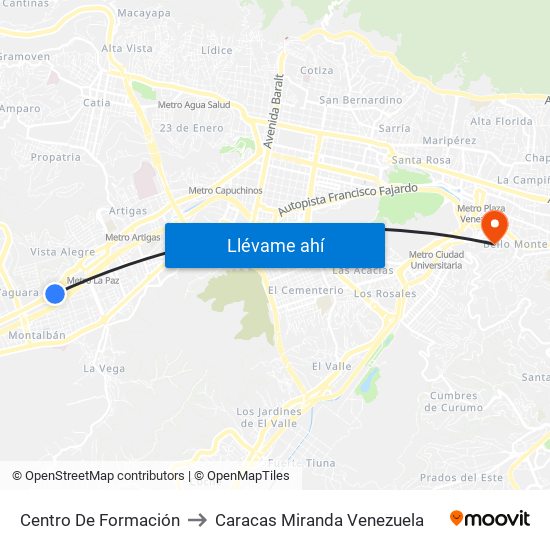 Centro De Formación to Caracas Miranda Venezuela map