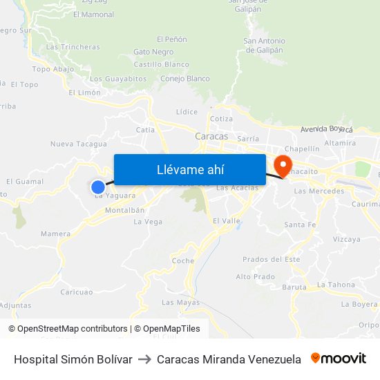 Hospital Simón Bolívar to Caracas Miranda Venezuela map