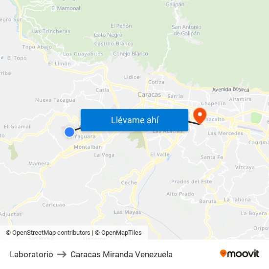 Laboratorio to Caracas Miranda Venezuela map