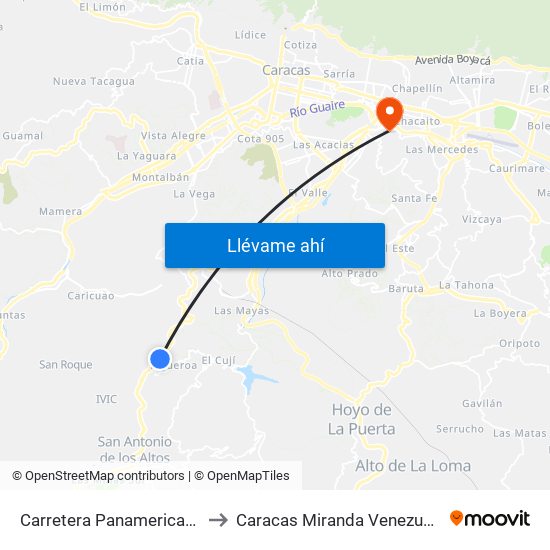 Carretera Panamericana to Caracas Miranda Venezuela map