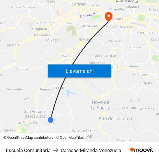 Escuela Comunitaria to Caracas Miranda Venezuela map