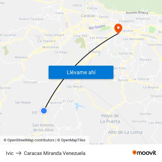 Ivic to Caracas Miranda Venezuela map