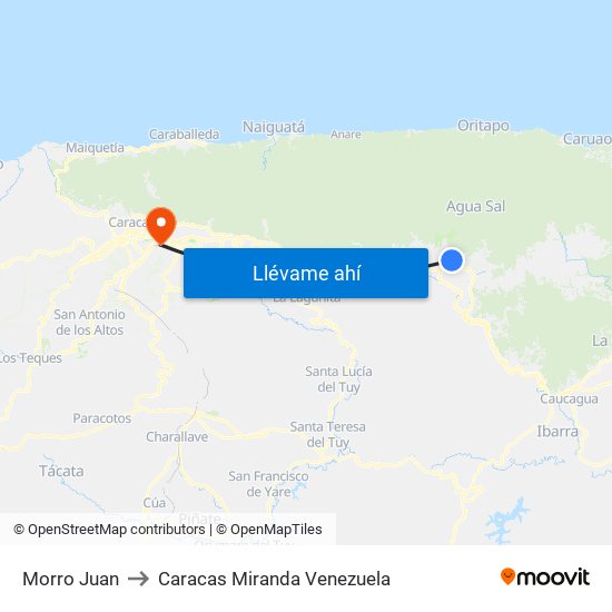 Morro Juan to Caracas Miranda Venezuela map