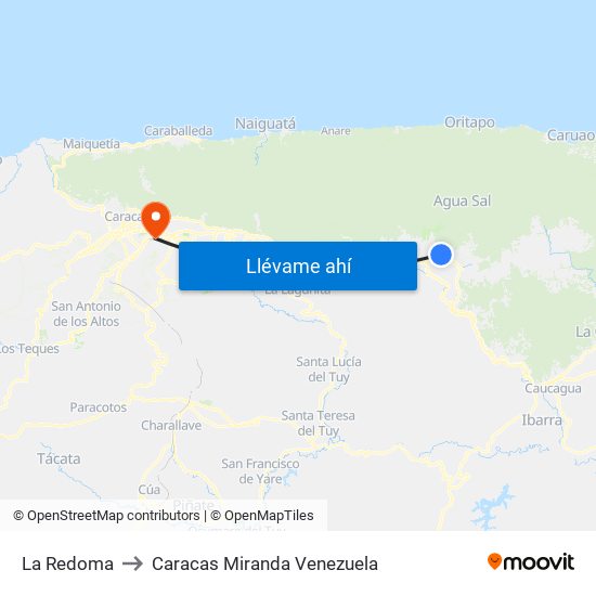 La Redoma to Caracas Miranda Venezuela map