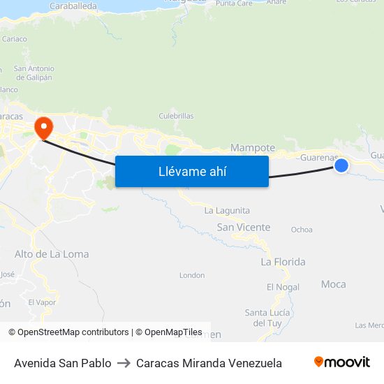 Avenida San Pablo to Caracas Miranda Venezuela map