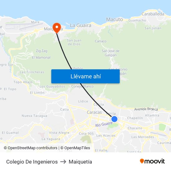 Colegio De Ingenieros to Maiquetía map