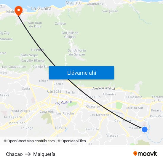 Chacao to Maiquetía map