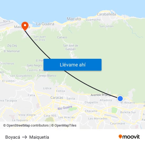 Boyacá to Maiquetía map