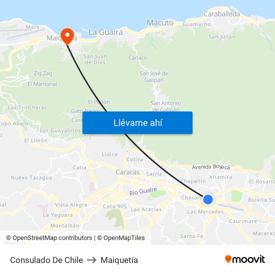 Consulado De Chile to Maiquetía map