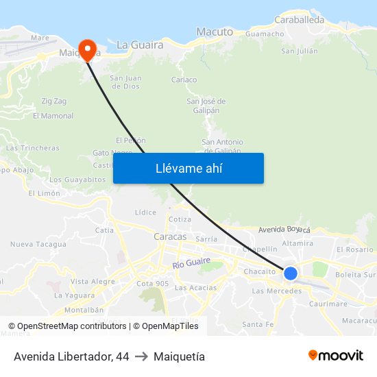 Avenida Libertador, 44 to Maiquetía map