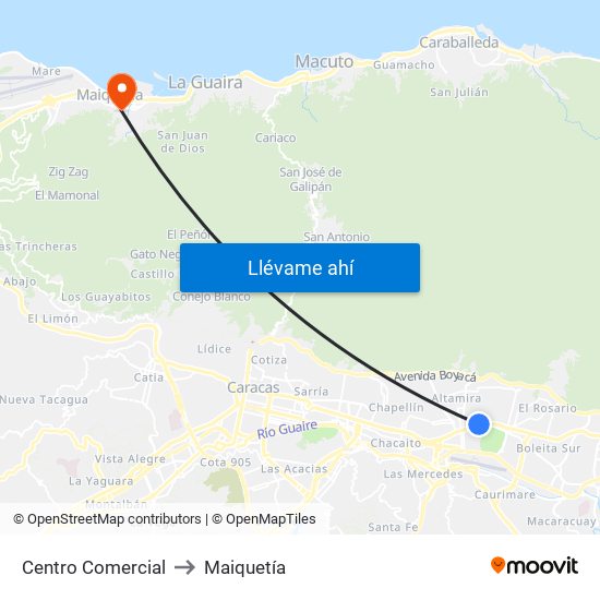 Centro Comercial to Maiquetía map