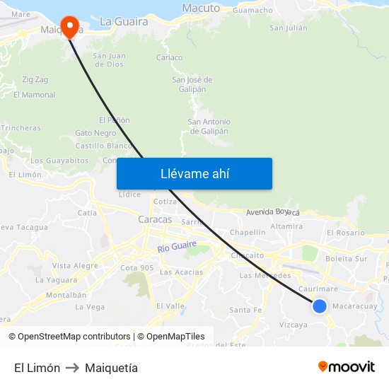 El Limón to Maiquetía map