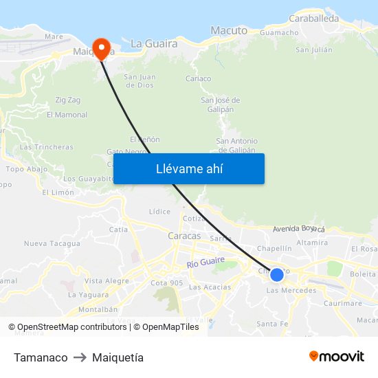 Tamanaco to Maiquetía map