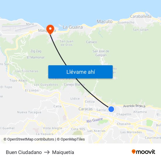 Buen Ciudadano to Maiquetía map