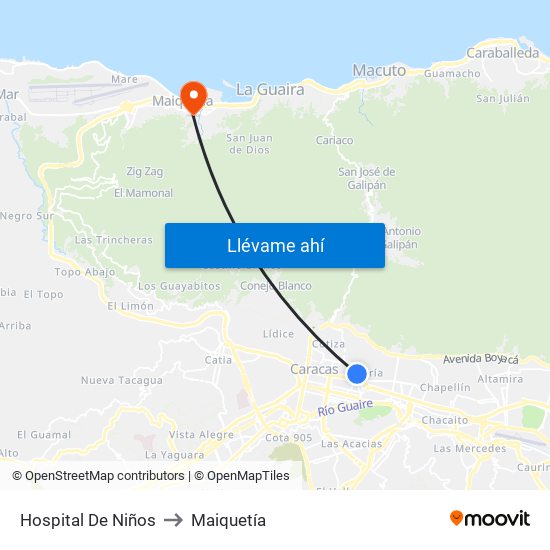 Hospital De Niños to Maiquetía map