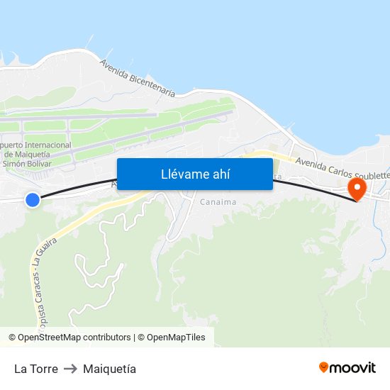 La Torre to Maiquetía map