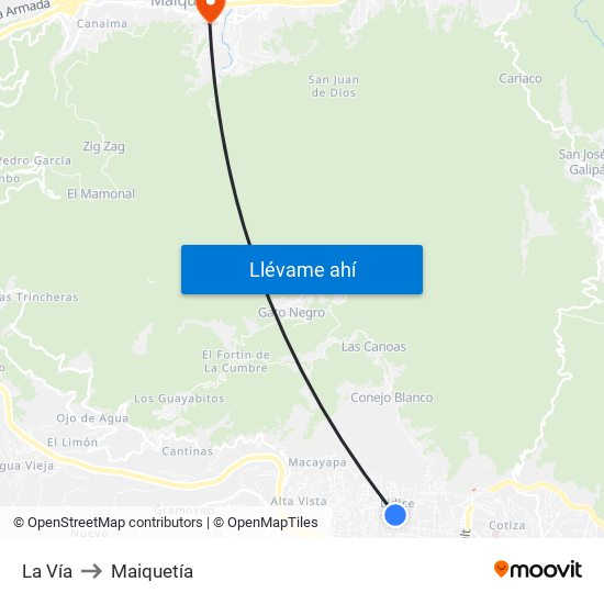 La Vía to Maiquetía map