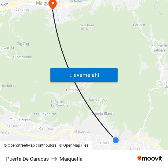 Puerta De Caracas to Maiquetía map