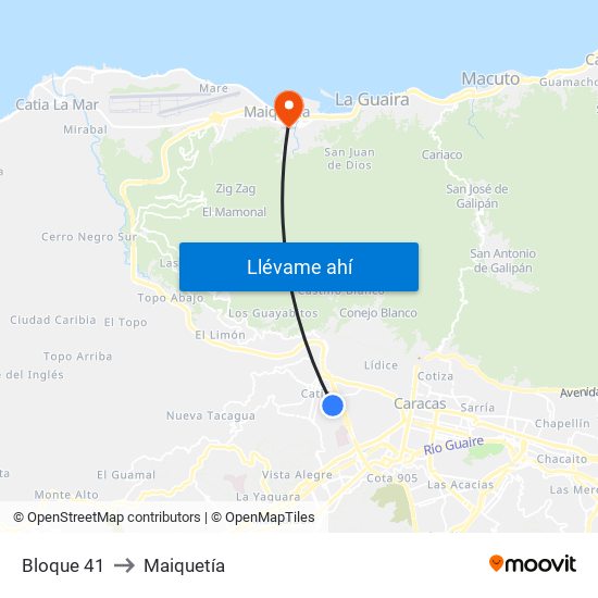 Bloque 41 to Maiquetía map