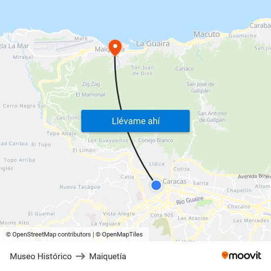 Museo Histórico to Maiquetía map