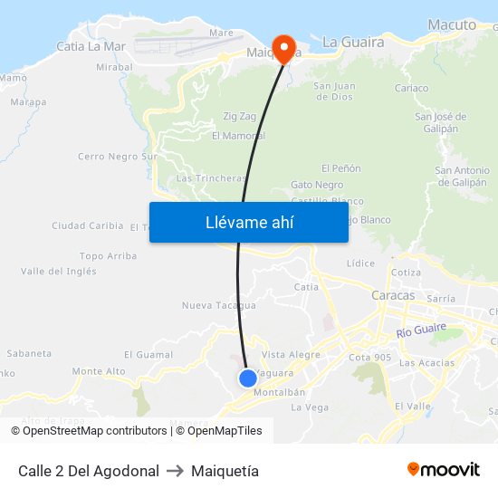 Calle 2 Del Agodonal to Maiquetía map