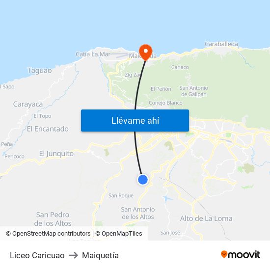 Liceo Caricuao to Maiquetía map
