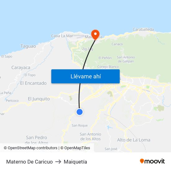Materno De Caricuo to Maiquetía map