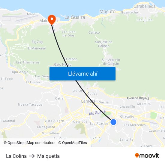 La Colina to Maiquetía map