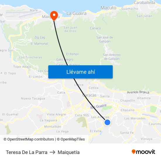Teresa De La Parra to Maiquetía map