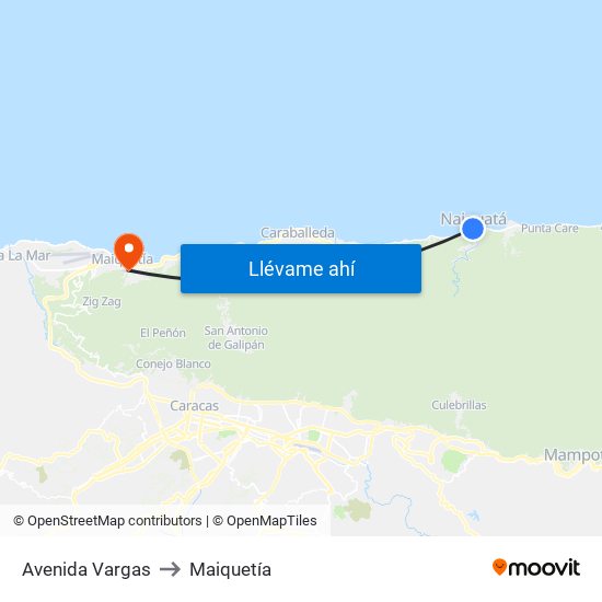 Avenida Vargas to Maiquetía map