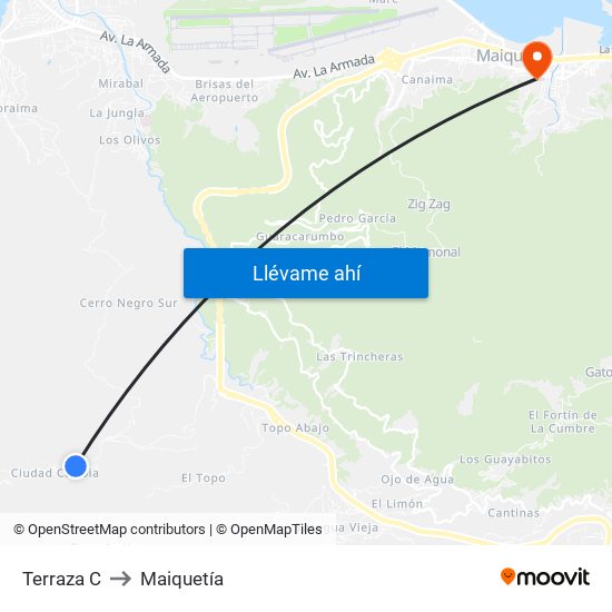Terraza C to Maiquetía map