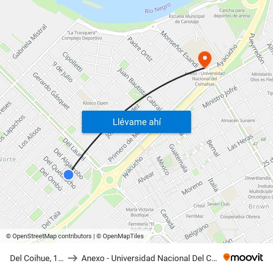 Del Coihue, 1074 to Anexo - Universidad Nacional Del Comahue map