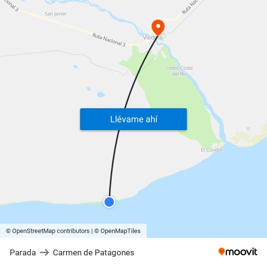 Parada to Carmen de Patagones map