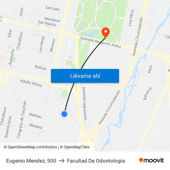 Eugenio Mendez, 500 to Facultad De Odontología map