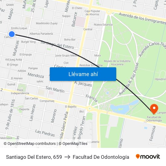 Santiago Del Estero, 659 to Facultad De Odontología map