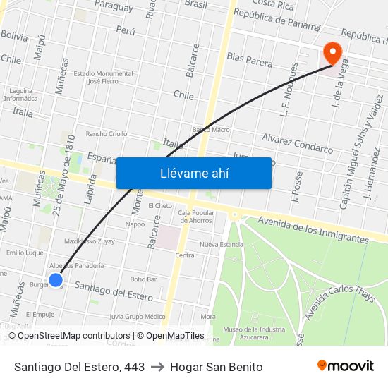 Santiago Del Estero, 443 to Hogar San Benito map