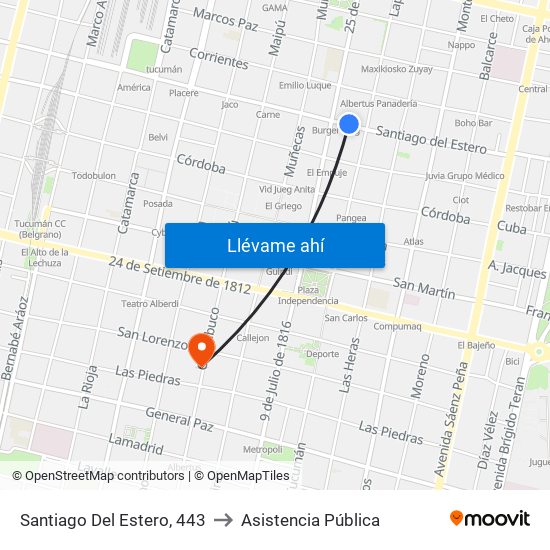 Santiago Del Estero, 443 to Asistencia Pública map