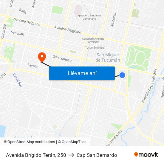 Avenida Brígido Terán, 250 to Cap San Bernardo map