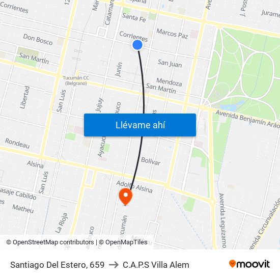 Santiago Del Estero, 659 to C.A.P.S Villa Alem map