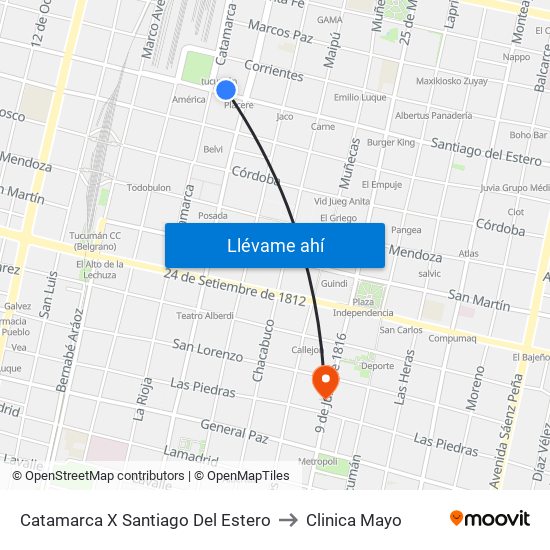 Catamarca X Santiago Del Estero to Clinica Mayo map