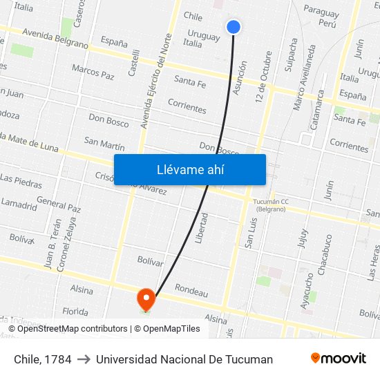 Chile, 1784 to Universidad Nacional De Tucuman map