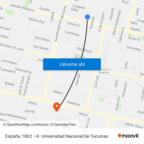 España, 1802 to Universidad Nacional De Tucuman map