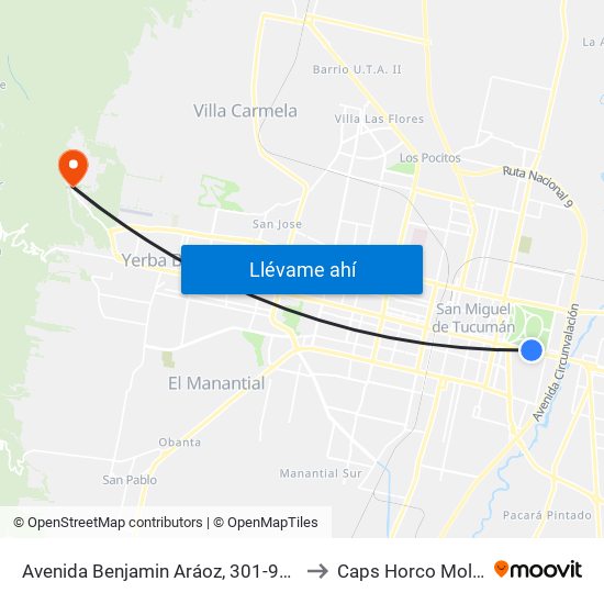 Avenida Benjamin Aráoz, 301-949 to Caps Horco Molle map