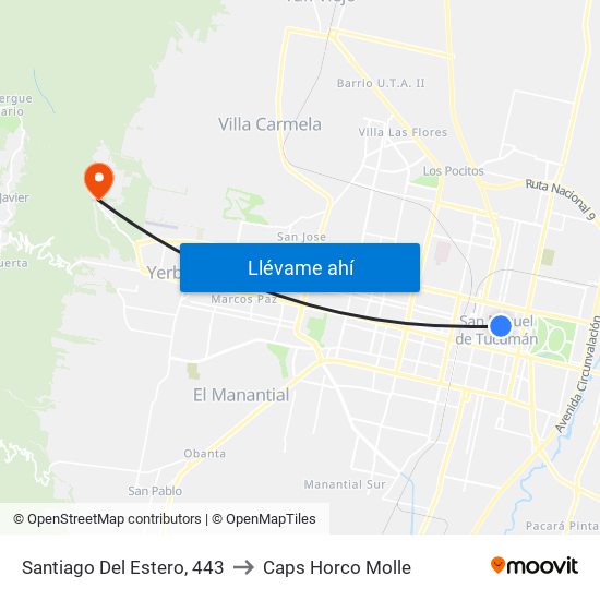 Santiago Del Estero, 443 to Caps Horco Molle map