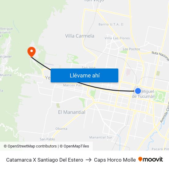 Catamarca X Santiago Del Estero to Caps Horco Molle map