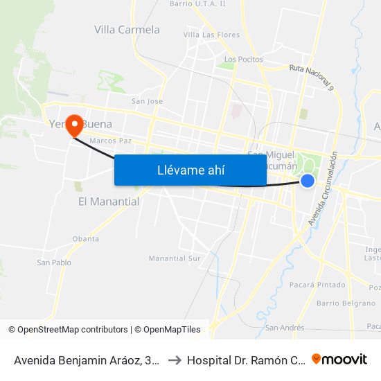 Avenida Benjamin Aráoz, 301-949 to Hospital Dr. Ramón Carrillo map