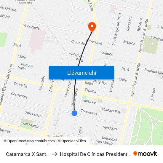 Catamarca X Santiago Del Estero to Hospital De Clínicas Presidente Dr. Nicolás Avellaneda map