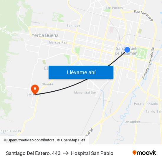 Santiago Del Estero, 443 to Hospital San Pablo map