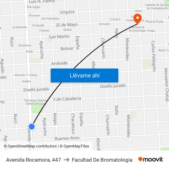 Avenida Rocamora, 447 to Facultad De Bromatologia map