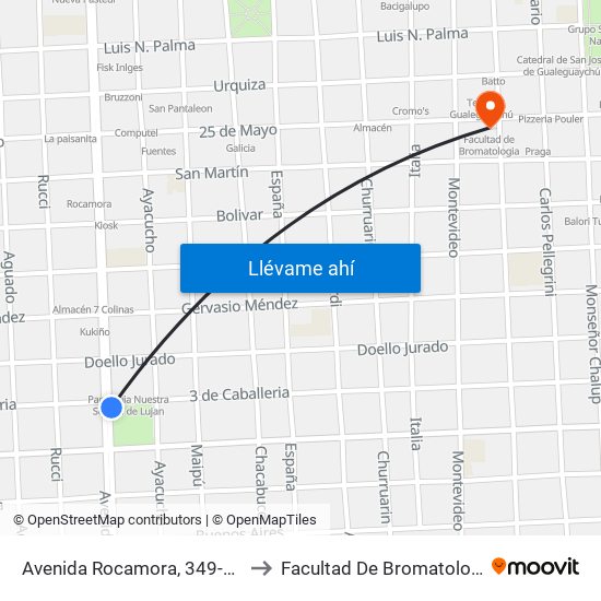 Avenida Rocamora, 349-399 to Facultad De Bromatologia map